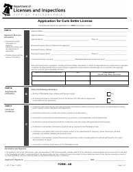 Document preview: Form AB (L_020_F) Application for Curb Setter License - City of Philadelphia, Pennsylvania
