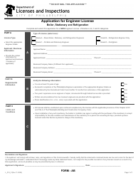 Document preview: Form AB (L_012_F) Application for Engineer License - Boiler, Stationary and Refrigeration - City of Philadelphia, Pennsylvania