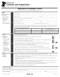 Document preview: Form AB (L_013_F) Application for Expediters License - City of Philadelphia, Pennsylvania