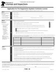 Document preview: Form AB (L_015_F) Application for Fire Suppression Systems Contractor License - City of Philadelphia, Pennsylvania