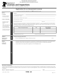 Document preview: Form AB (L_043_F) Application for an Amusement License - City of Philadelphia, Pennsylvania