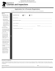 Document preview: Form L_051_F Application for a Promoter Registration - City of Philadelphia, Pennsylvania