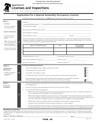 Document preview: Form AB (L_040_F) Application for a Special Assembly Occupancy License - City of Philadelphia, Pennsylvania