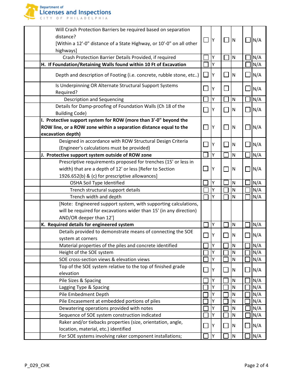 Form P_029_CHK Fill Out, Sign Online and Download Fillable PDF, City of Philadelphia