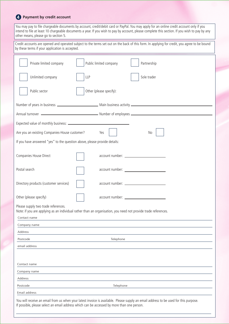 Application to Register as a Lender for Filing Electronic Charge Documents - United Kingdom, Page 2
