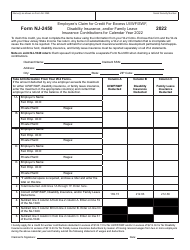 Form NJ-2450 Employee's Claim for Credit for Excess UI/WF/SWF, Disability Insurance, and/or Family Leave Insurance Contributions - New Jersey