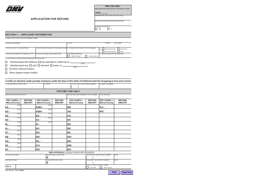 Form ADM399 Application for Refund - California, Page 3