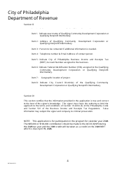 Community Development Corporation Tax Credit Renewal Application - City of Philadelphia, Pennsylvania, Page 4