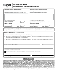 Form NC-NPA (D-403) Nonresident Partner Affirmation - North Carolina, Page 2