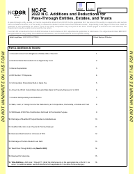 Form NC-PE N.c. Additions and Deductions for Pass-Through Entities, Estates, and Trusts - North Carolina, Page 2