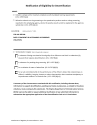 Form DC-1 Notification of Eligibility for Decertification - Virginia, Page 2