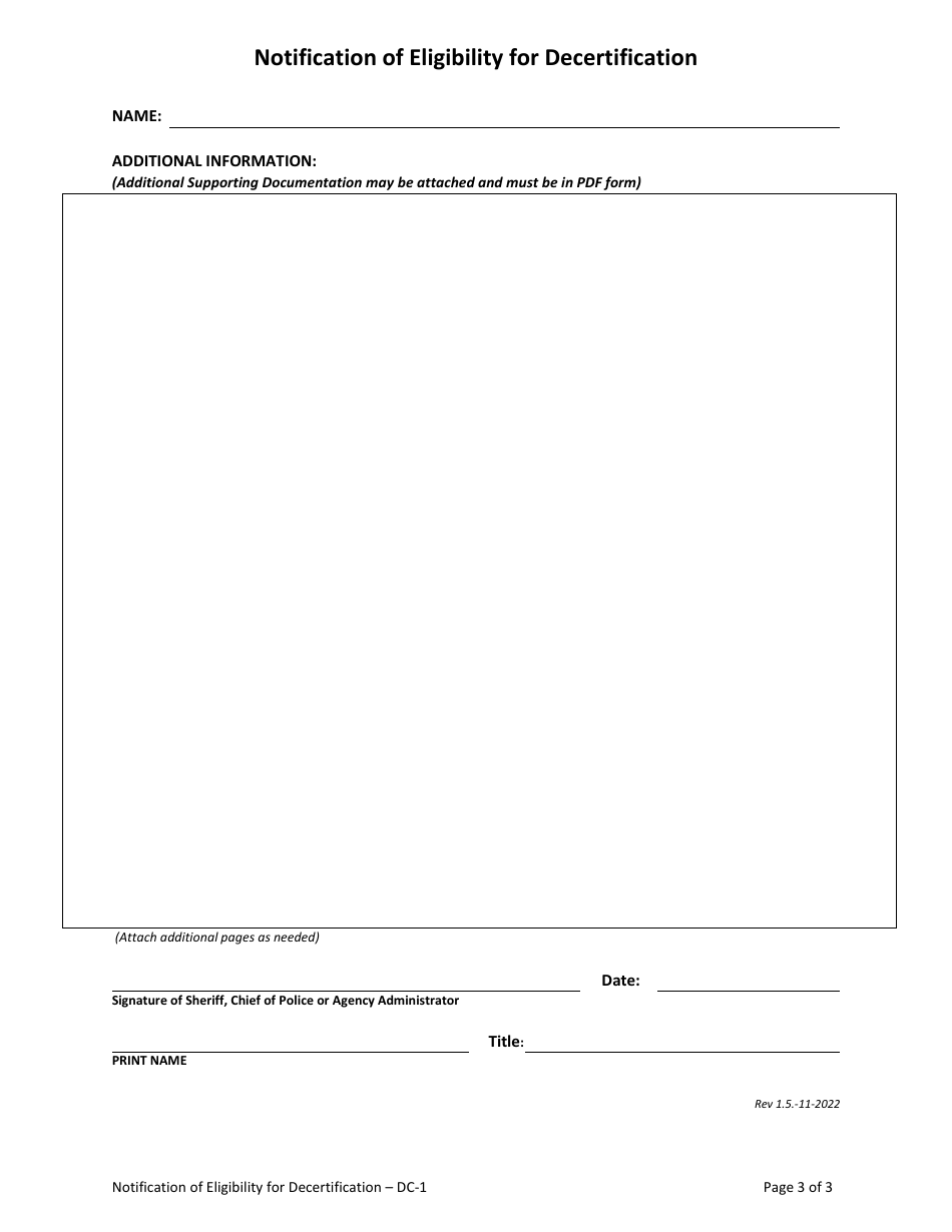 Form DC-1 Notification of Eligibility for Decertification - Virginia, Page 3