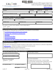 Form CALHR277 Dependent Re-verification (Drv) Appeals Intake Form - California
