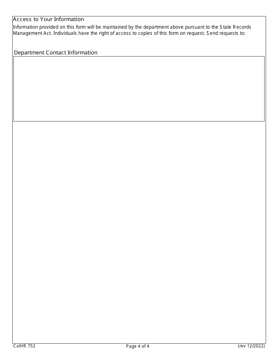 Form CALHR752 Notice of Eligibility and Rights and Responsibilities - California, Page 4