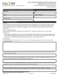 Document preview: Form CALHR170 Peace Officer/Firefighter (Po/Ff) Retirement Determination Questionnaire - California