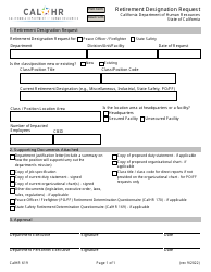 Document preview: Form CALHR619 Retirement Designation Request - California