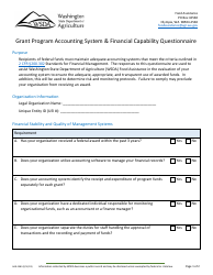 Form AGR-2383 Grant Program Accounting System &amp; Financial Capability Questionnaire - Washington