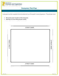 Document preview: Form L_004_INF Dumpster Plot Plan - City of Philadelphia, Pennsylvania