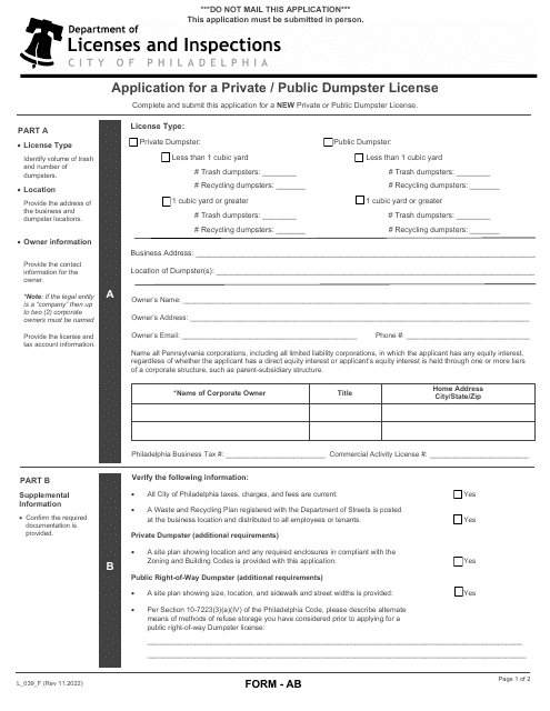 Form AB (L_039_F)  Printable Pdf