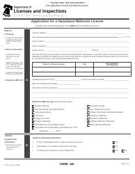 Document preview: Form AB (L_033_F) Application for a Hazardous Materials License - City of Philadelphia, Pennsylvania