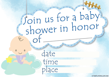 Document preview: Baby Shower Invitation Template - Little Star