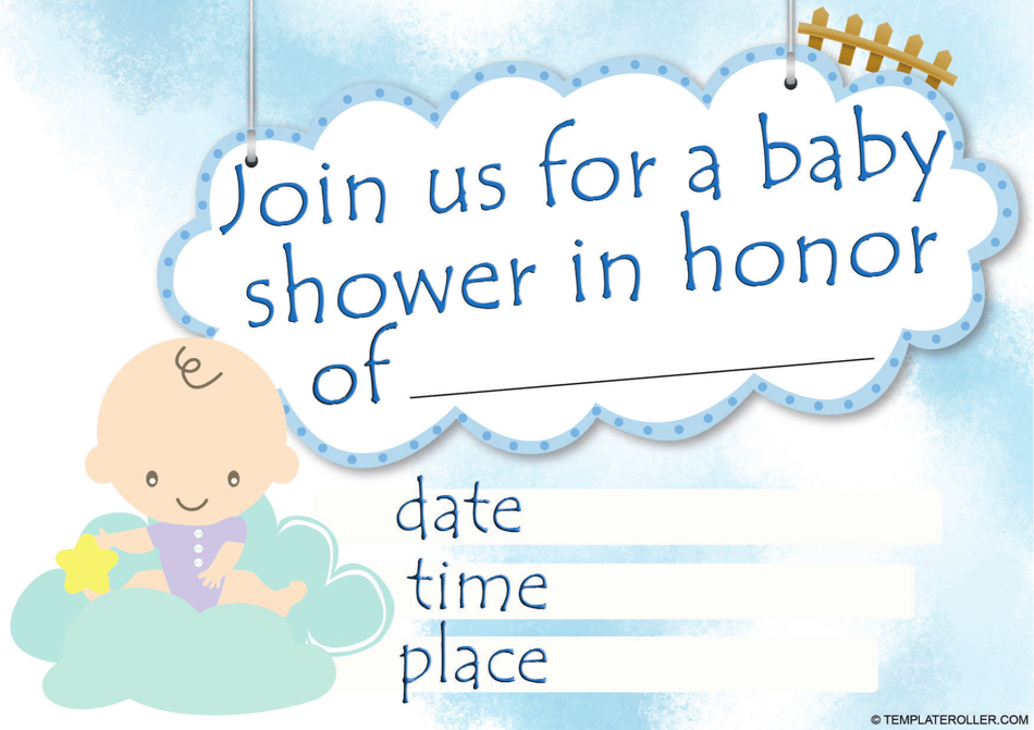 Baby Shower Invitation Template Little Star Download Printable PDF