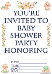 Document preview: Baby Shower Invitation Template - Babies and Flowers
