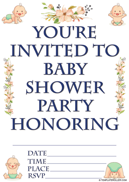 Baby Shower Invitation Template - Babies and Flowers