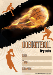 Document preview: Basketball Tryouts Flyer - Black and Beige