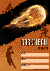 Document preview: Basketball Tryouts Flyer - Black and Orange