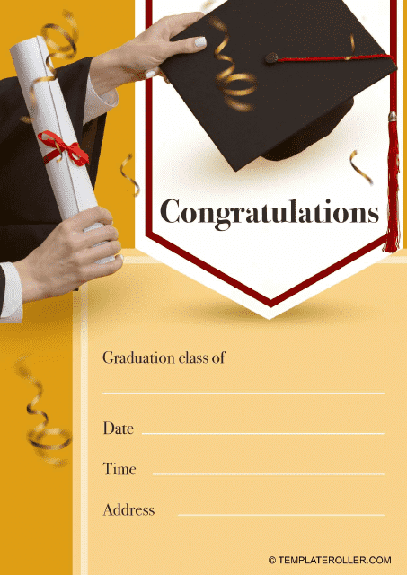 Yellow Graduation Invitation Template