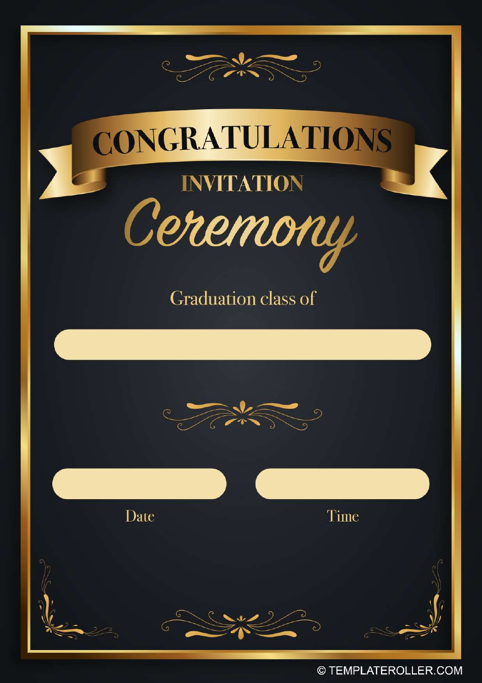 Graduation Invitation Template - Black Download Printable PDF ...