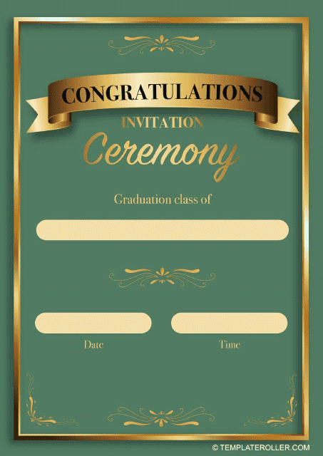 Graduation Invitation Template - Green Image Preview