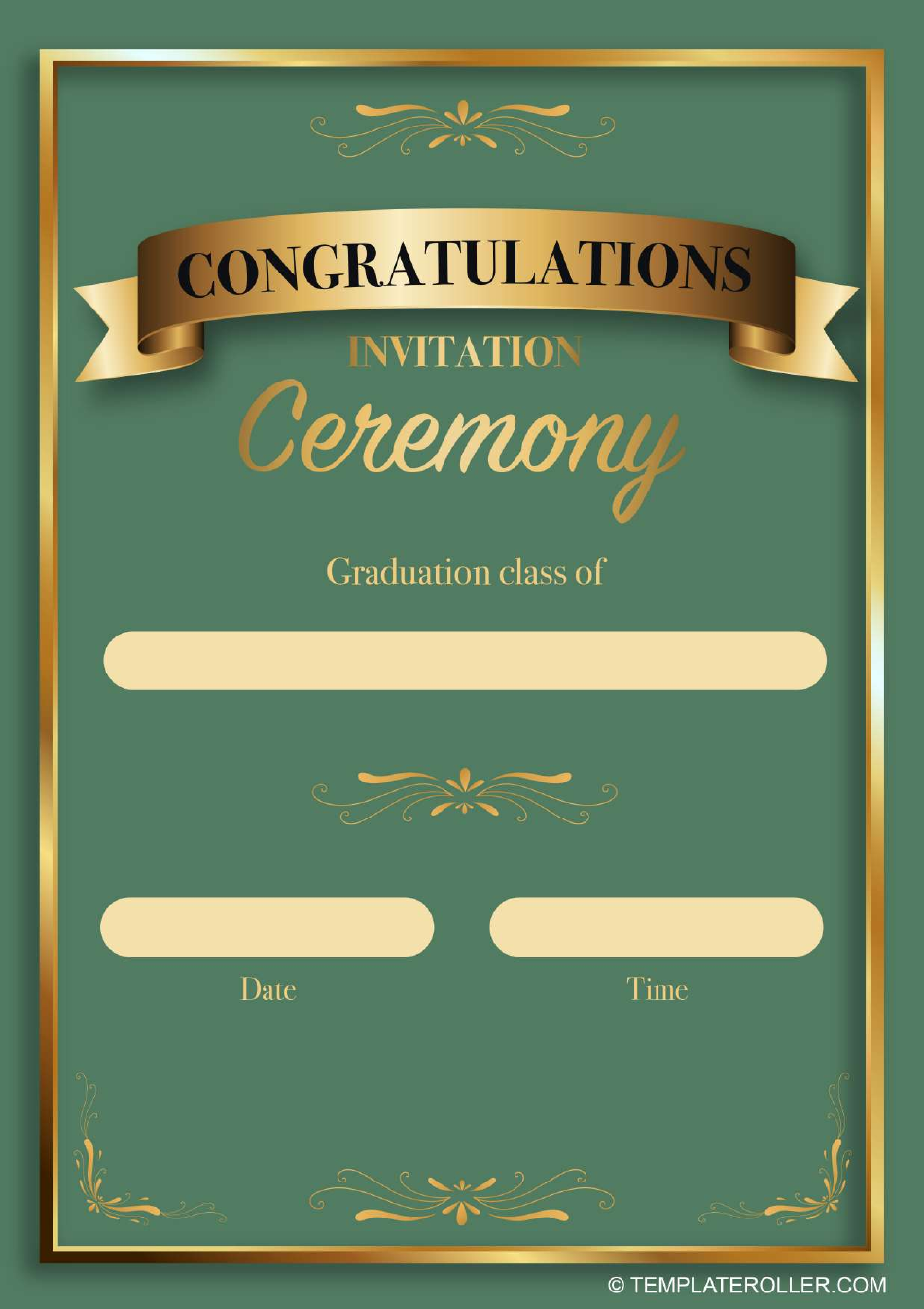Graduation Invitation Template - Green Image Preview
