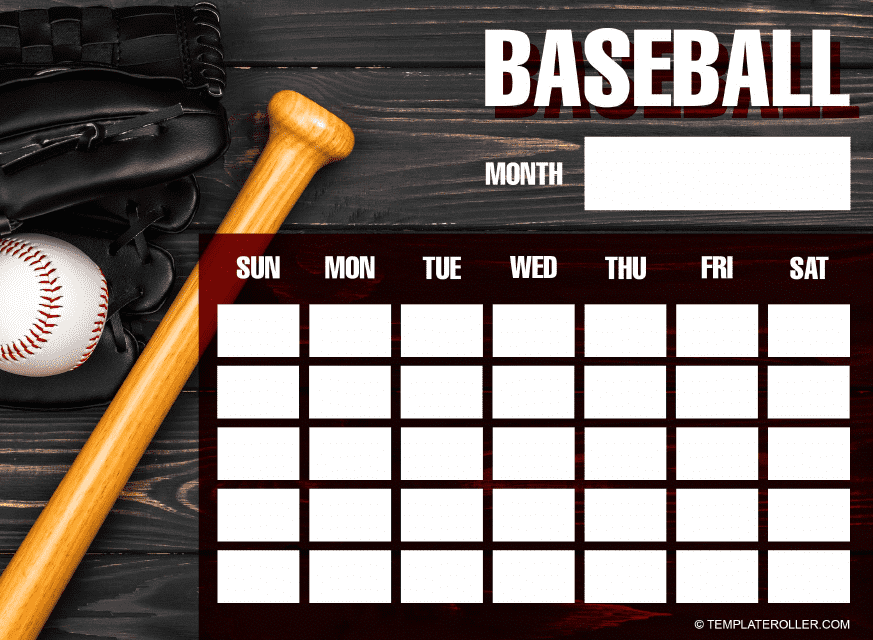 Baseball calendar with a black background