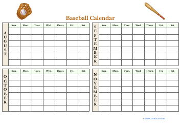 Document preview: Baseball Calendar - White