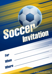 Document preview: Soccer Invitation Template - Blue and Yellow