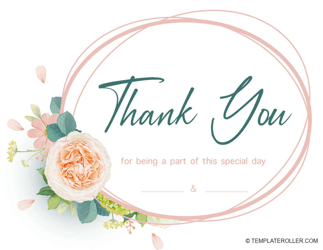 Document preview: Wedding Thank You Card Template - White