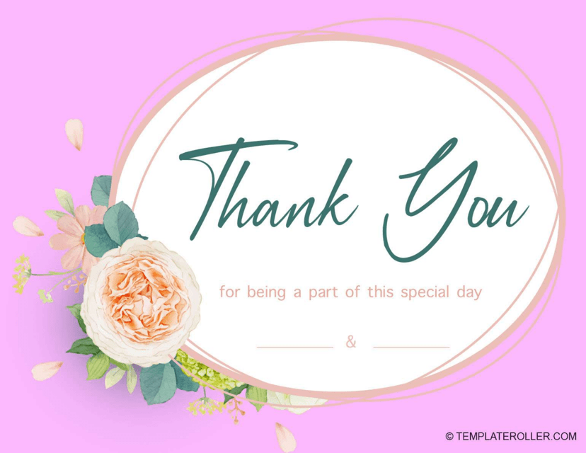 Wedding Thank You Card Template - Pink