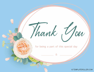 Document preview: Wedding Thank You Card Template - Blue