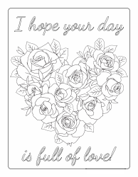 Document preview: Valentine's Coloring Page - Flowers