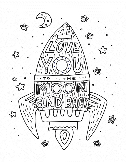 Valentine's Coloring Page - Rocket