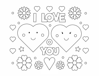 Document preview: Valentine's Coloring Page - Two Hearts