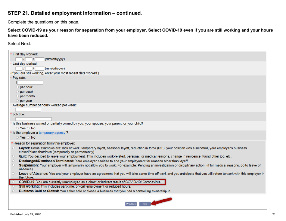 For Self-employed and Contract Workers Step-By-Step Guide to Completing the Ui Application During Covid-19 - Minnesota, Page 21