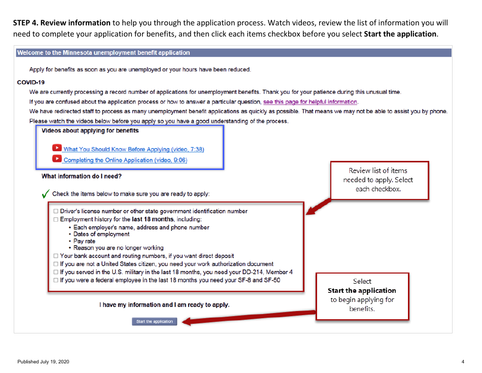 For Self-employed and Contract Workers Step-By-Step Guide to Completing the Ui Application During Covid-19 - Minnesota, Page 4