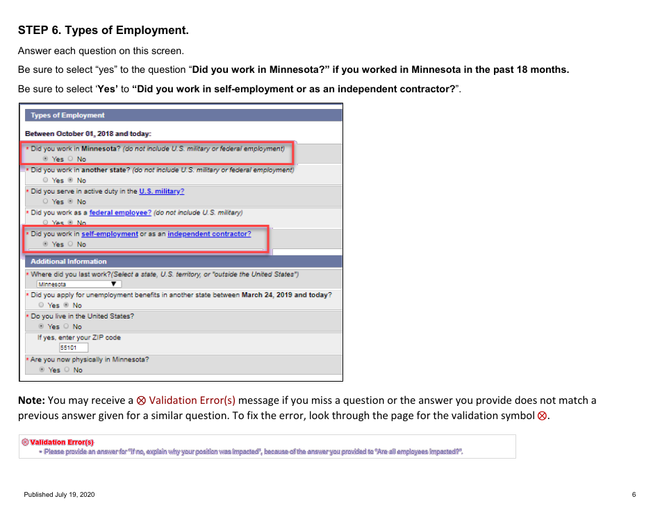 For Self-employed and Contract Workers Step-By-Step Guide to Completing the Ui Application During Covid-19 - Minnesota, Page 6