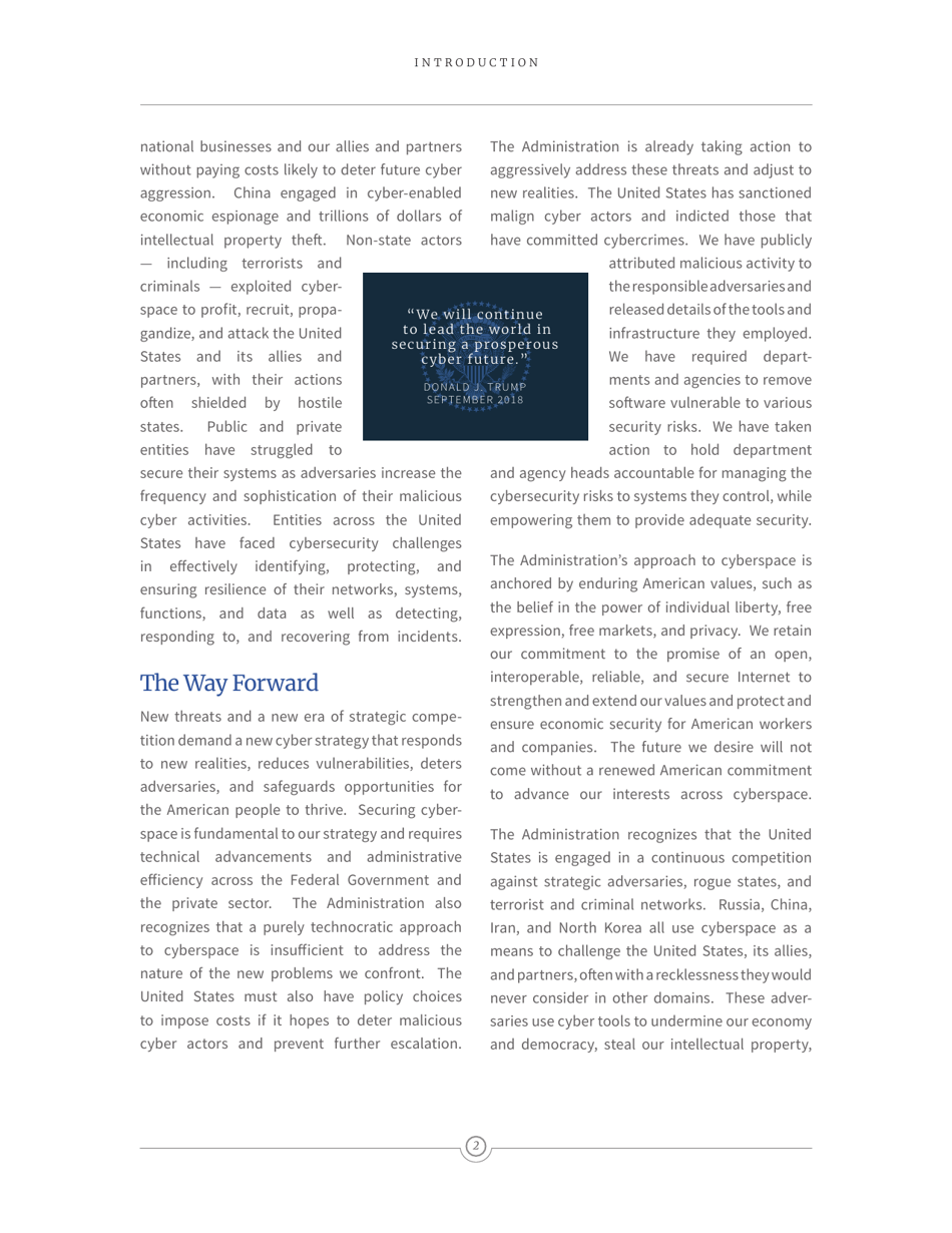 National Cyber Strategy of the United States of America, Page 12