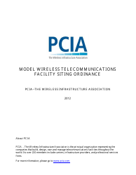 Document preview: Model Wireless Telecommunications Facility Siting Ordinance - the Wireless Infrastructure Association, 2012