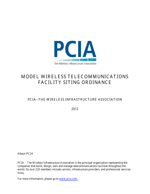 Model Wireless Telecommunications Facility Siting Ordinance - the Wireless Infrastructure Association, 2012