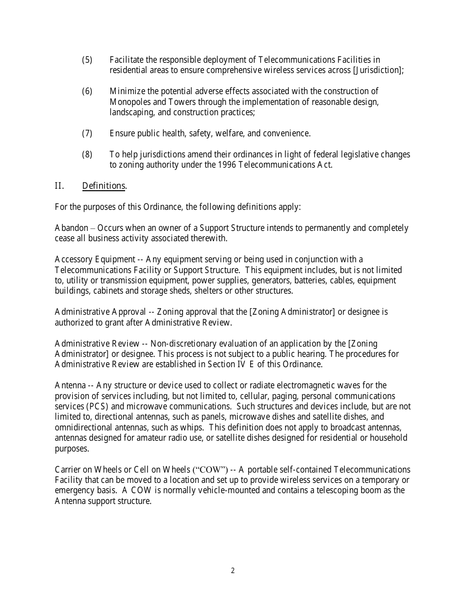 Model Wireless Telecommunications Facility Siting Ordinance - the Wireless Infrastructure Association, Page 3